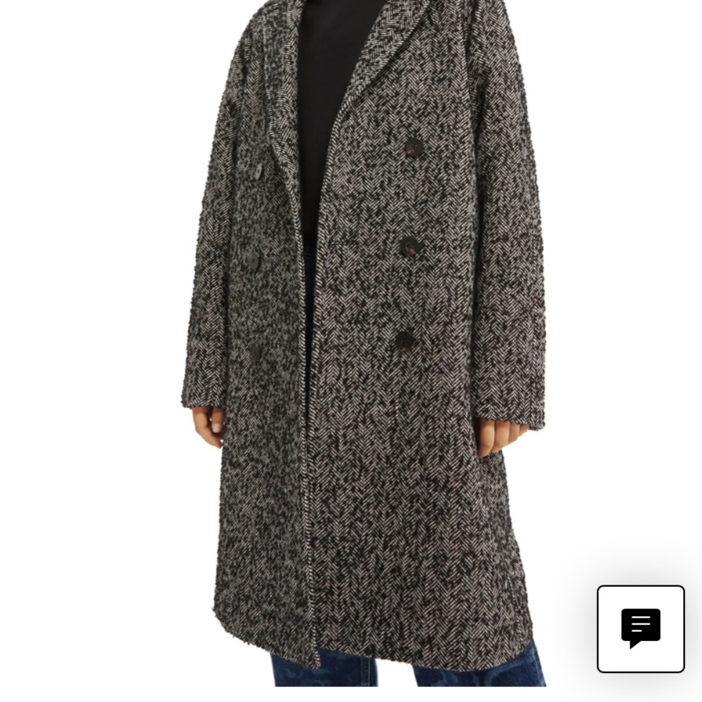 NWT Large Classic Double Breasted Wool Blend Coat herringbone Scotch & Soda